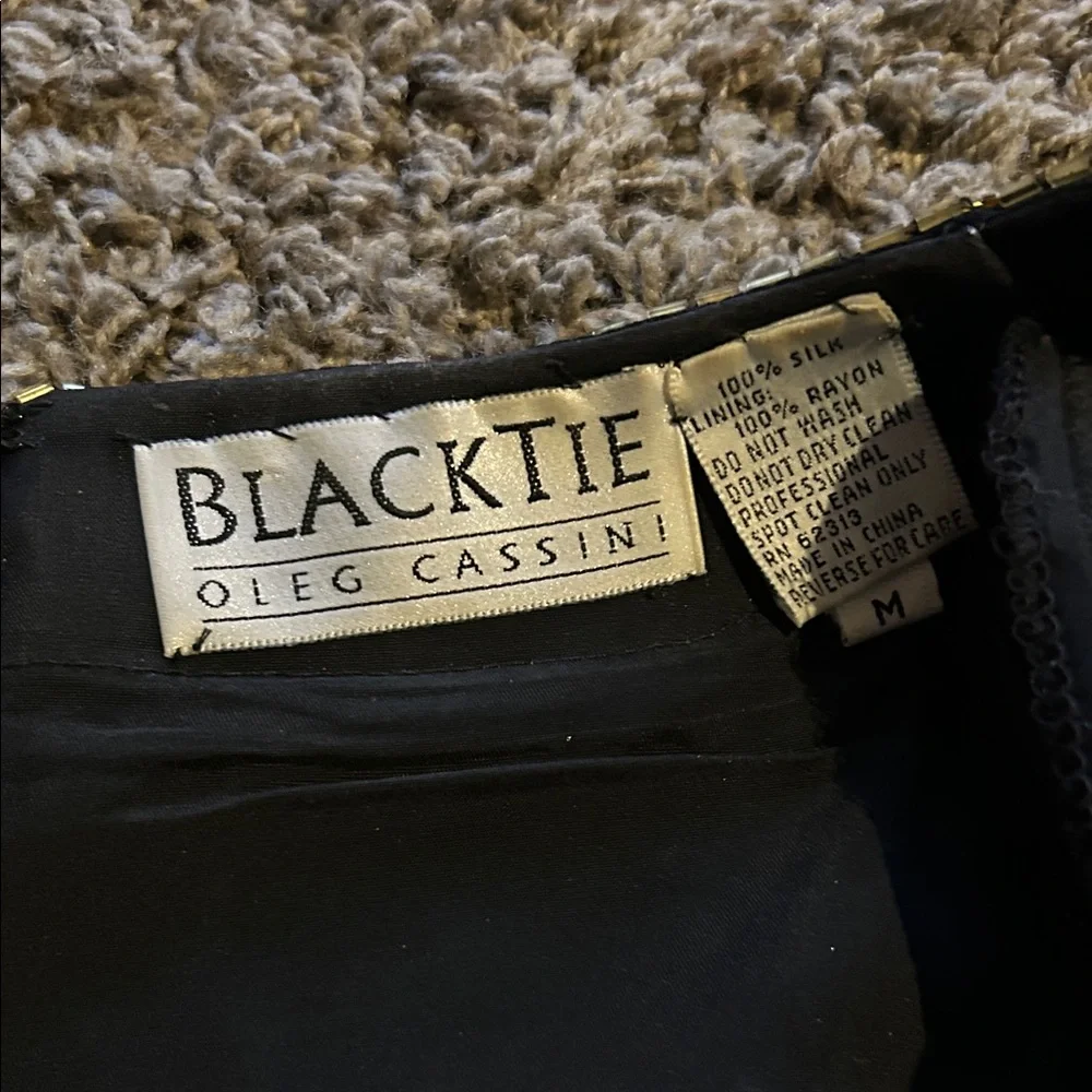 1980s Oleg Cassini Black Tie Multicolor Embellished Top - Picture 3 of 7